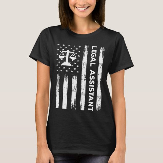 Amerikaanse juridisch assistent VS vlag Paralegal T-shirt (Voorkant)