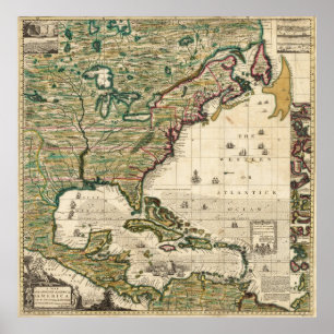  Amerikaanse kaart (1733) Poster