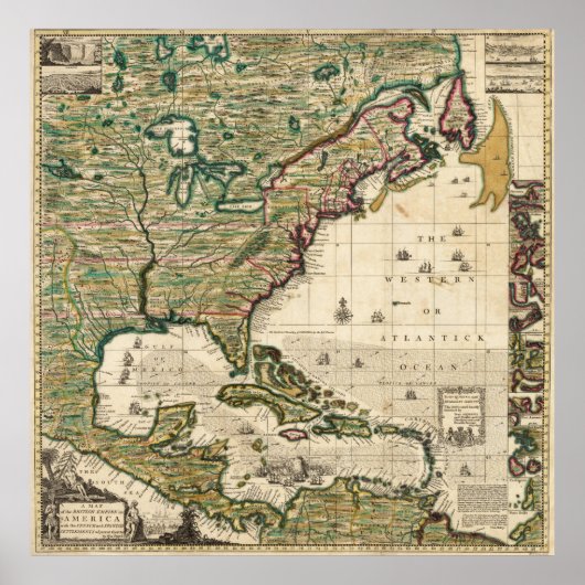  Amerikaanse kaart (1733) Poster (Voorkant)