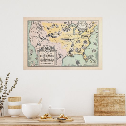  Amerikaanse kaart 1831 Poster (Keuken)