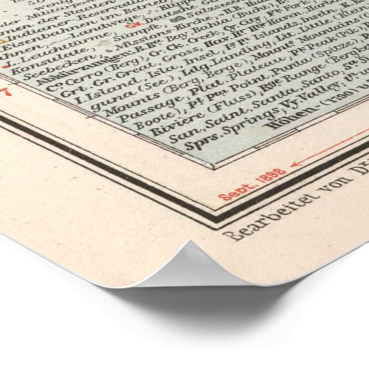  Amerikaanse kaart (1898) Poster (Hoek)