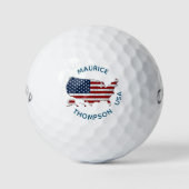 Amerikaanse kaart Aangepaste Patriottische Vlag Golfballen (Voorkant)