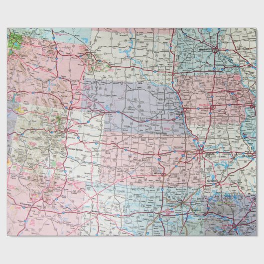 Amerikaanse kaart cadeaupapier (Vlak)