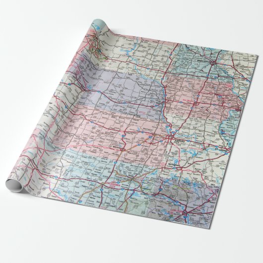 Amerikaanse kaart cadeaupapier (Uitgerold)