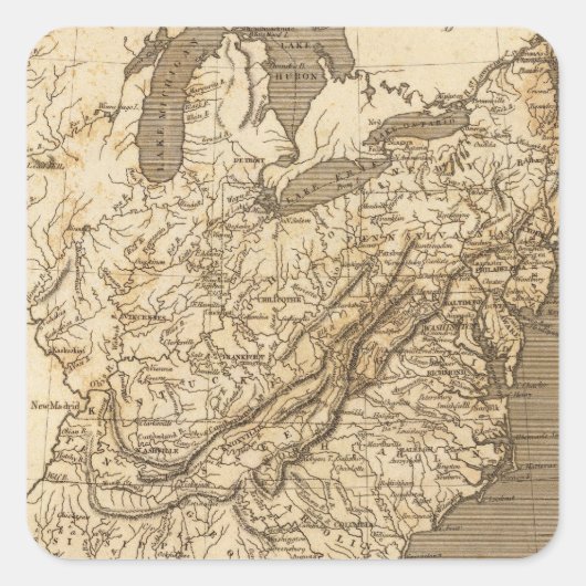 Amerikaanse kaart door Arrowsmith Vierkante Sticker (Voorkant)