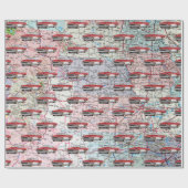 Amerikaanse kaart en oude auto cadeaupapier (Vlak)