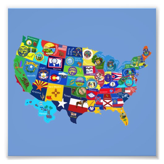 Amerikaanse kaart foto afdruk (Voorkant)