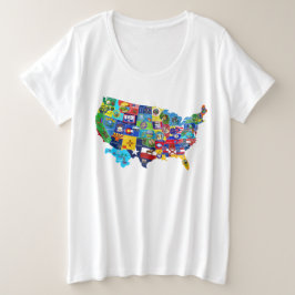 Amerikaanse kaart grote maat t-shirt
