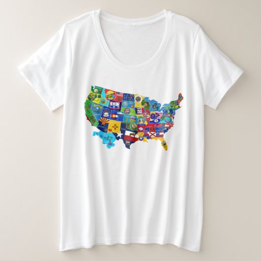 Amerikaanse kaart grote maat t-shirt (Design voorkant)
