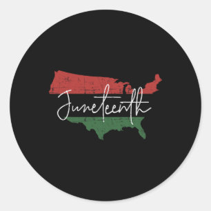 Amerikaanse kaart met pan-Afrikaanse vlag voor jun Ronde Sticker