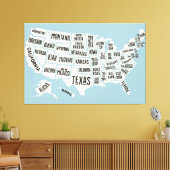 Amerikaanse kaart met staatsnamen Verenigde Staten Canvas Afdruk (Insitu (Woonkamer))