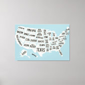 Amerikaanse kaart met staatsnamen Verenigde Staten Canvas Afdruk (Voorkant)