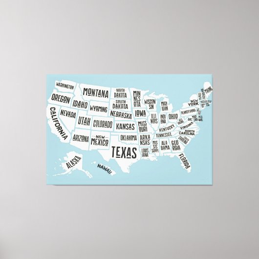 Amerikaanse kaart met staatsnamen Verenigde Staten Canvas Afdruk (Voorkant)