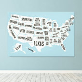 Amerikaanse kaart met staatsnamen Verenigde Staten Canvas Afdruk (Insitu (Houten vloer))