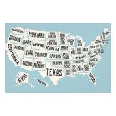 Amerikaanse kaart met staatsnamen Verenigde Staten Foto Afdruk (Voorkant)