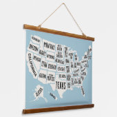 Amerikaanse kaart met statennamen Wall Hangend Wandkleed (Gebogen)