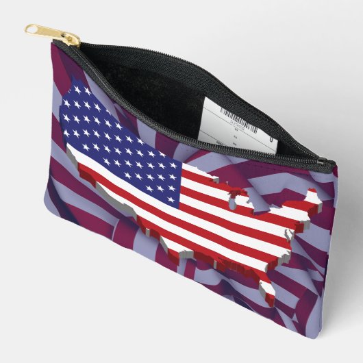 Amerikaanse kaart op Red White Stripes Etui (Open)