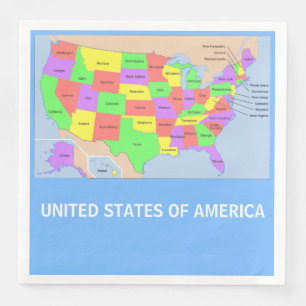 Amerikaanse kaart over papier in Napkins Servet