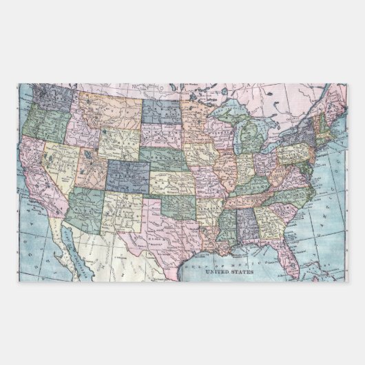 Amerikaanse kaart Rechthoekige Sticker (Voorkant)