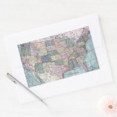 Amerikaanse kaart Rechthoekige Sticker (Envelop)
