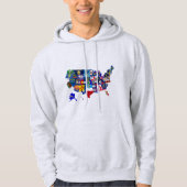 Amerikaanse Kaart Staat vlaggen Mosaic Hoodie (Voorkant)