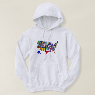 Amerikaanse Kaart Staat vlaggen Mosaic Hoodie