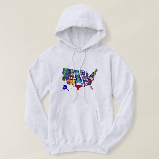 Amerikaanse Kaart Staat vlaggen Mosaic Hoodie (Design voorkant)