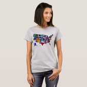 Amerikaanse Kaart Staat vlaggen Mosaic Tee Shirt (Voorkant volledig)