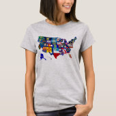 Amerikaanse Kaart Staat vlaggen Mosaic Tee Shirt (Voorkant)