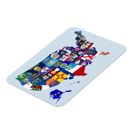 Amerikaanse kaart Staat Vlaggen Mozaïek Magneet (Linkerzijde)