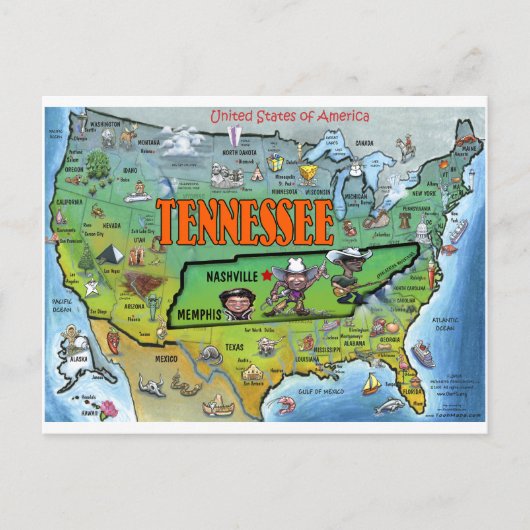 Amerikaanse kaart Tennessee (Voorkant)