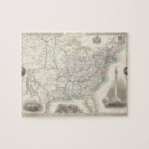  Amerikaanse kaart van Tallis en Rapkin Legpuzzel