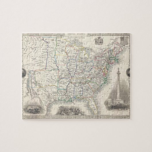 Amerikaanse kaart van Tallis en Rapkin Legpuzzel (Horizontaal)