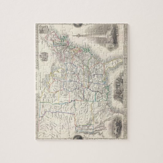  Amerikaanse kaart van Tallis en Rapkin Legpuzzel (Verticaal)