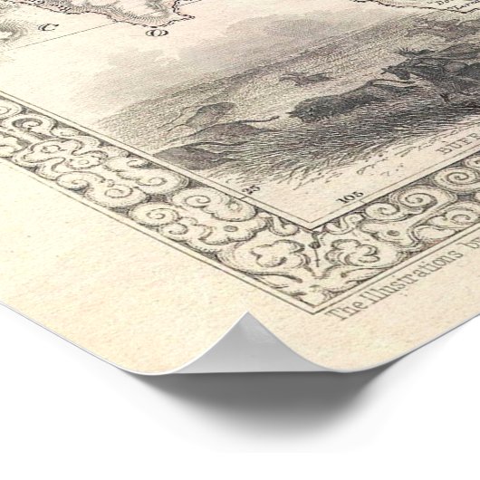  Amerikaanse kaart van Tallis en Rapkin Poster (Hoek)