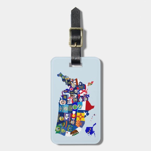 Amerikaanse Kaart Vlaggen Mozaïek Bagagelabel Sjab (Voorkant verticaal)