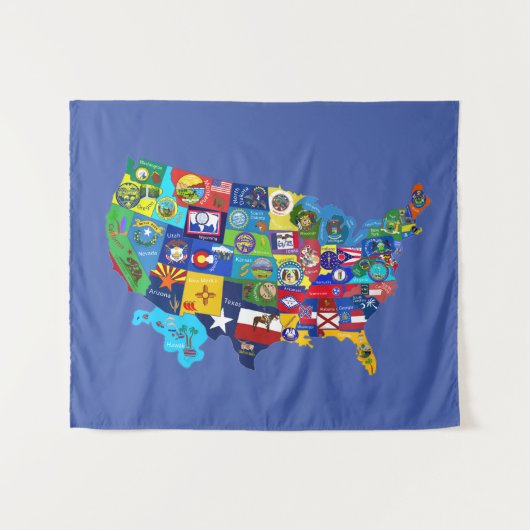 Amerikaanse kaart wandkleed (Voorkant (horizontaal))