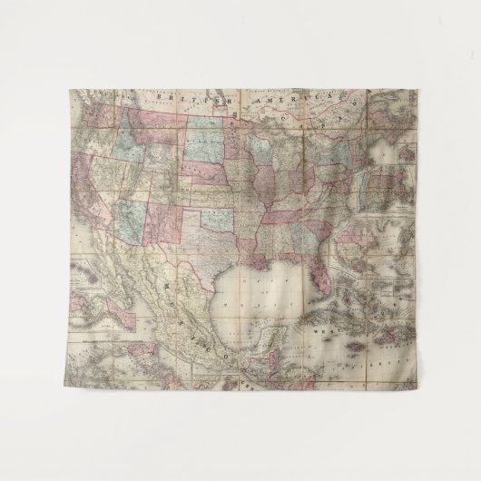 Amerikaanse kaart Wandkleed (Voorkant (horizontaal))