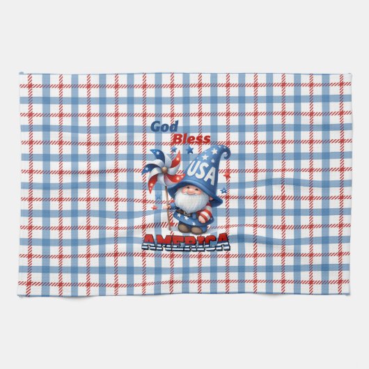Amerikaanse kabouter God zegene Amerika Theedoek (Horizontaal)