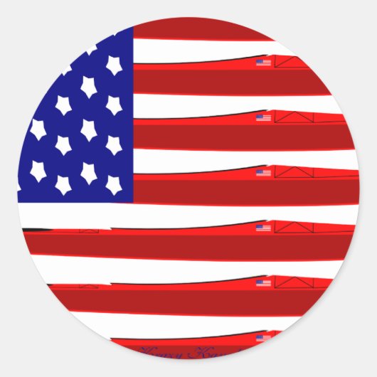 Amerikaanse Kajak Vlag Ronde Sticker (Voorkant)