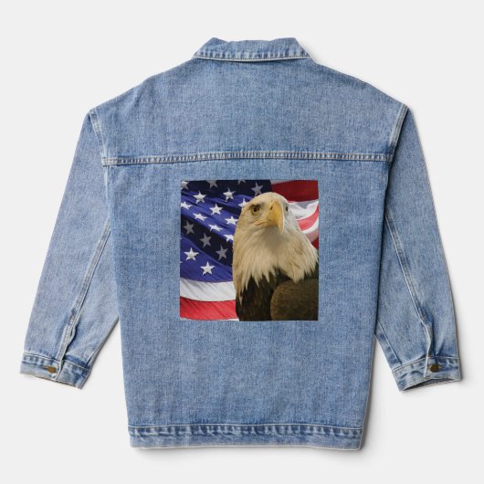 Amerikaanse Kale Adelaar en Vlag Vrouwen Denim Jacket (Achterkant)