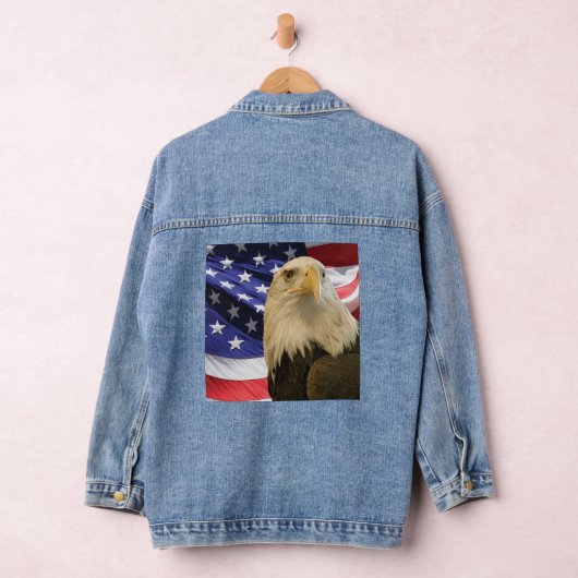 Amerikaanse Kale Adelaar en Vlag Vrouwen Denim Jacket (Hangar)