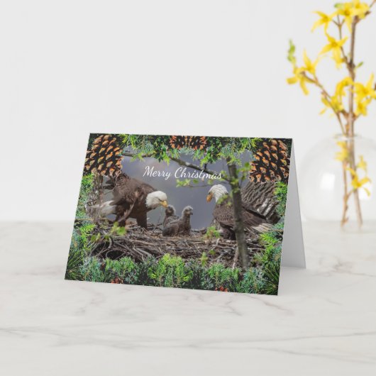 Amerikaanse kale adelaar kerst Kaart (Gele Bloem)