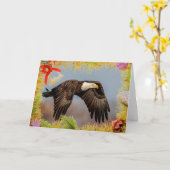 Amerikaanse kale adelaar kerst Kaart (Gele Bloem)