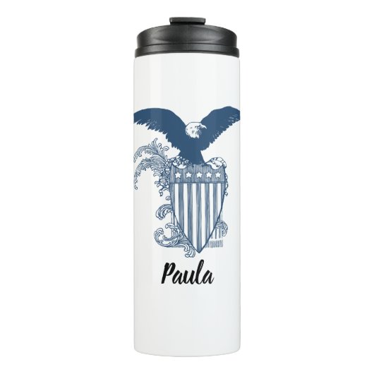 Amerikaanse Kale Eagle Stars Stripes Shield Thermosbeker (Voorkant)