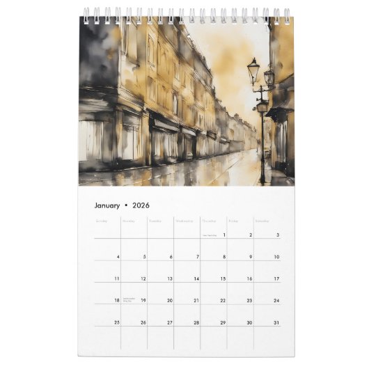 Amerikaanse kalender van 12 maanden (Jan 2026)