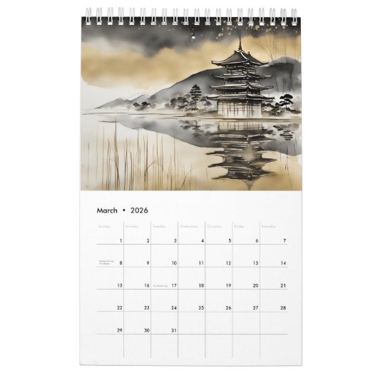 Amerikaanse kalender van 12 maanden (Mar 2026)