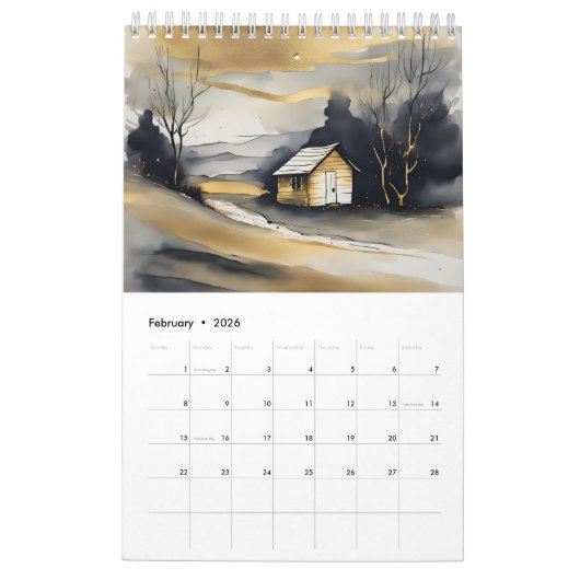 Amerikaanse kalender van 12 maanden (Feb 2026)