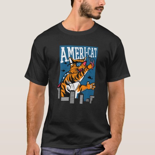 Amerikaanse Kat Reus Ameri Kat 4 juli T-shirt (Voorkant)