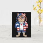 Amerikaanse Kat VS Vlag Rood Wit Blauw Patriottisc Kaart (Gele Bloem)